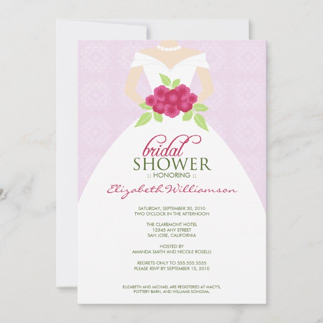 Wedding Dress Bridal Shower Invitation (lavender) (Front)