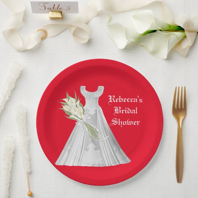Wedding Dress Bridal Shower paper plate (Wedding)