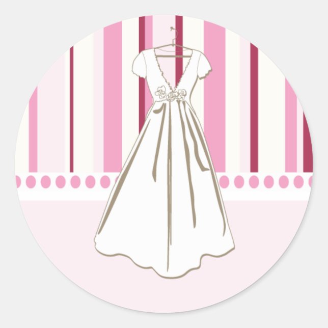 Wedding Dress Bridal Shower Stickers (Front)