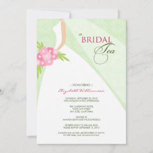 Wedding Dress Bridal Tea Invitation (green)
