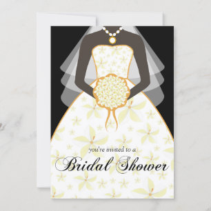 Wedding Dress Custom Bridal Shower Invites Black