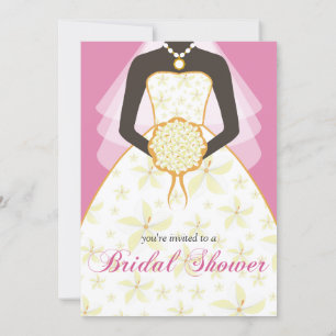 Wedding Dress Custom Bridal Shower Invites Pink
