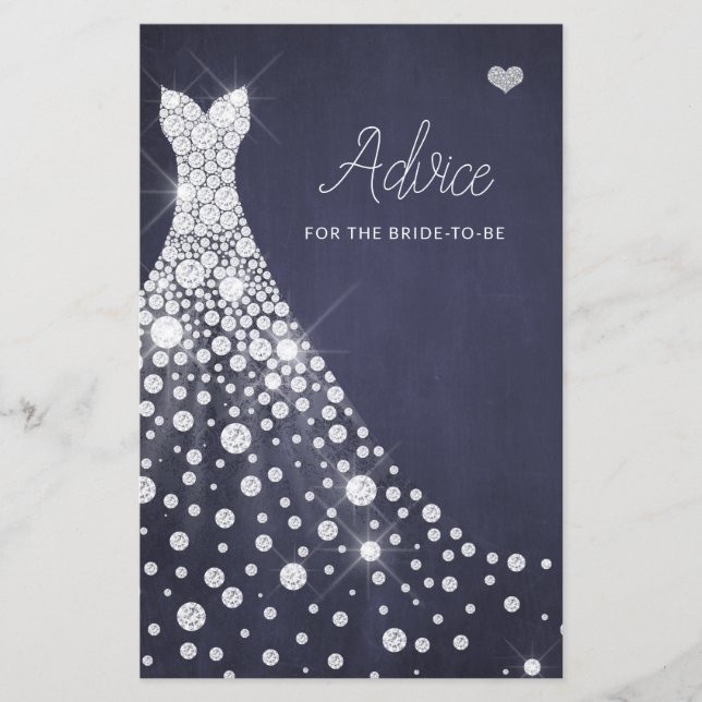 Wedding dress elegant bridal shower advice card (Front)