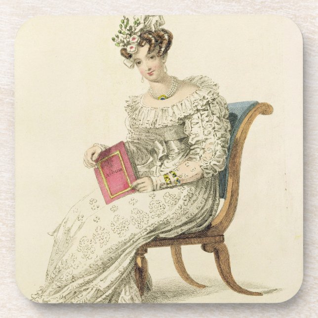 Wedding dress, fashion plate from Ackermann's Repo Coaster (Front)