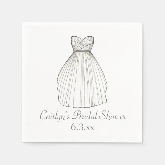 Wedding Dress Gown Bride Bridal Shower Napkins (Front)