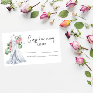 Wedding dress - Guess how many kisses bridal game Enclosure Card