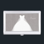 Wedding Dress Modern Glamour Bridal Shower Grey Business Card Holder<br><div class="desc">Wedding Dress Modern Glamour Bridal Shower Grey Business Card Holder. Customize with any text or leave it blank.</div>