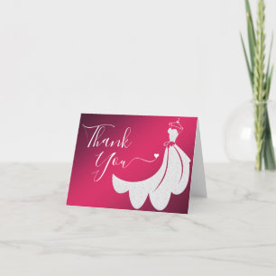Wedding Dress on Wine   Custom Bridal Shower Thank You Card