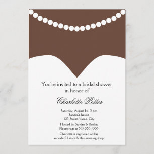 Wedding Dress Pearl Necklace Brown Skin Bridal Invitation