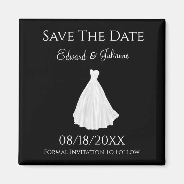 Wedding Dress Save the Date Magnet (Front)
