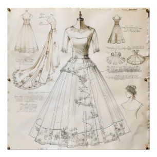 Wedding Dress Sketch Photo Print