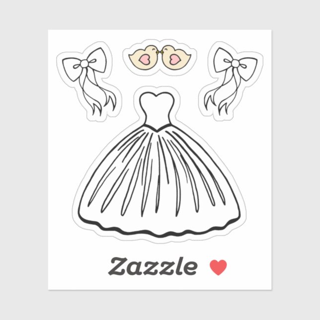Wedding Dress Stickers  (Sheet)