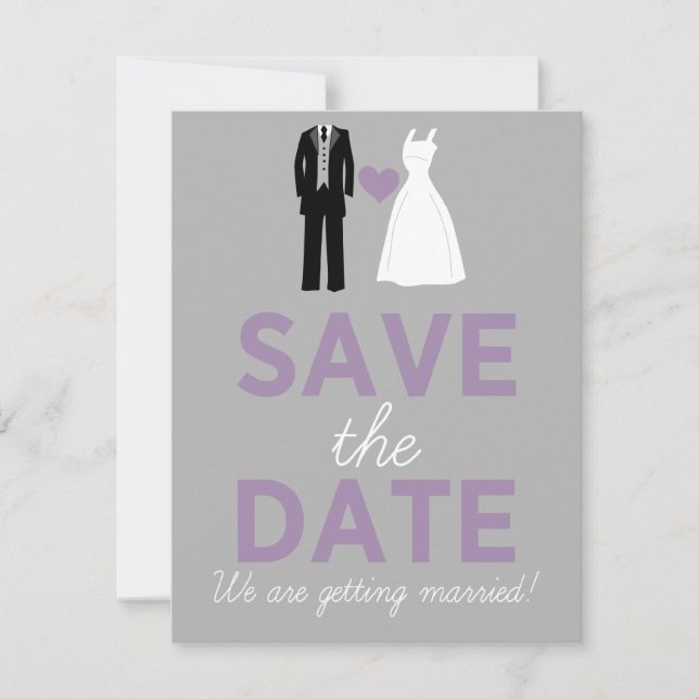 Wedding Dress & Tuxedo Save The Date Announcement (Front)