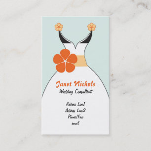 Wedding Dress with Orange Flower2 Business Card