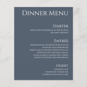 Wedding Drink & Dinner Menu-Blue and White 