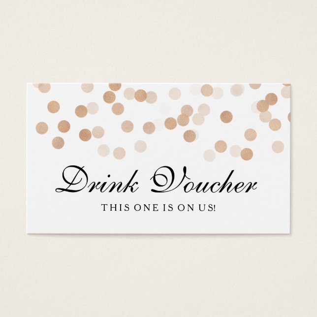 Wedding Drink Voucher Copper Foil Glitter Light (Front)