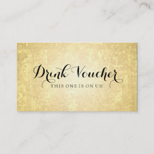 Wedding Drink Voucher Gold Foil Stars Confetti Discount Card