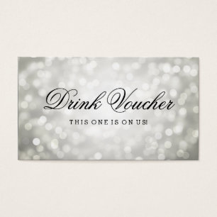 Wedding Drink Voucher Silver Glitter Lights