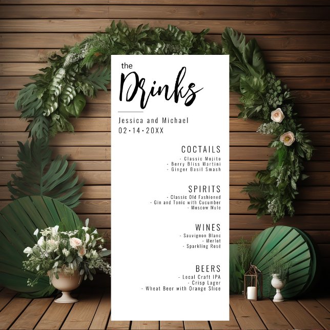 💍Wedding Drinks Minimalist Elegant  Menu (Wedding Drinks Minimalist Elegant Menu card - perfect addition to your Big Day)