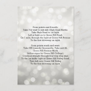 Wedding Driving Directions Silver Glitter Lights Enclosure Card