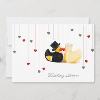 Wedding ducks 2 and two hearts wedding invitation