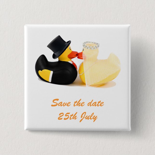 Wedding ducks 2 ... Badge Inch Square Button (Front)