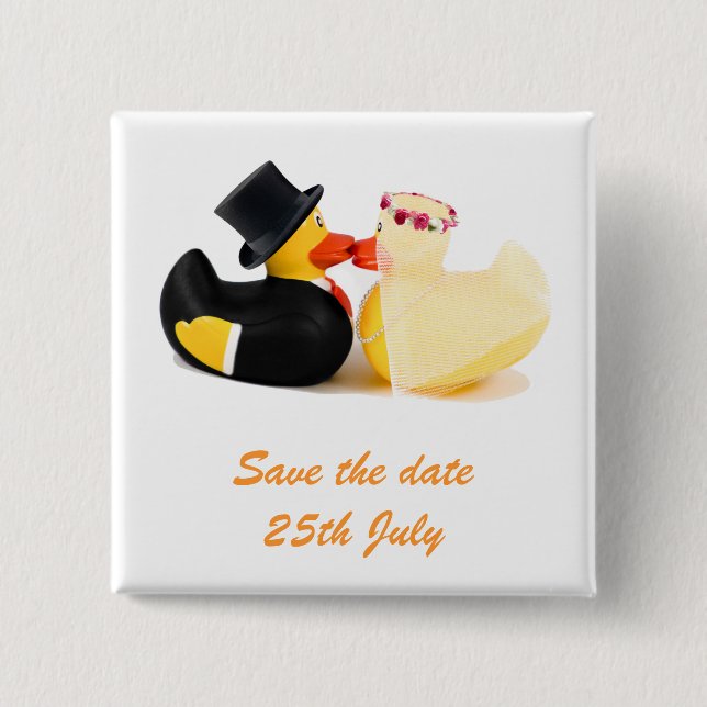 Wedding ducks 4 ... Badge 2 Inch Square Button (Front)