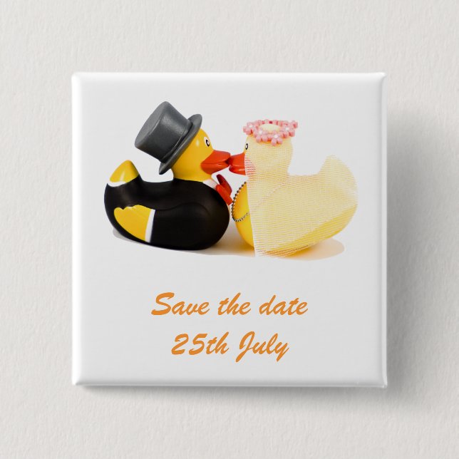 Wedding ducks ... Badge 2 Inch Square Button (Front)