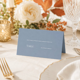 Wedding dusty blue cream modern simple place card