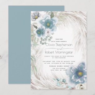 Wedding Dusty Blue Floral Invitation