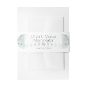 Wedding Dusty Blue Over the Moon in Love Invitation Belly Band