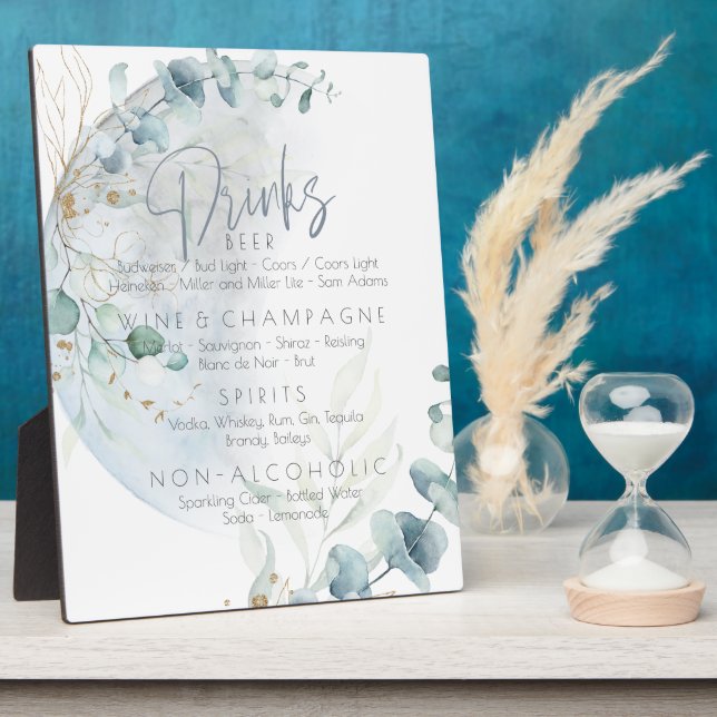 Wedding | Dusty Blue Over the Moon in Love Plaque (Side)