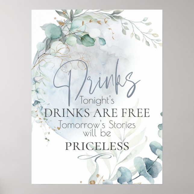 Wedding | Dusty Blue Over the Moon in Love Poster (Front)