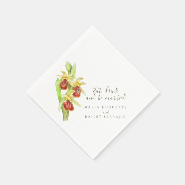Wedding early spider orchid paper napkins (Corner)