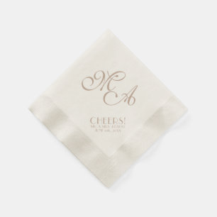 Wedding Ecru CHEERS! Standard Cocktail Napkin