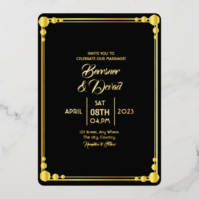 Wedding Elegant And Classic Gold Foil Foil Vector (Front)