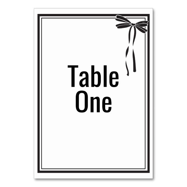Wedding Elegant Bow Table Number (Front)