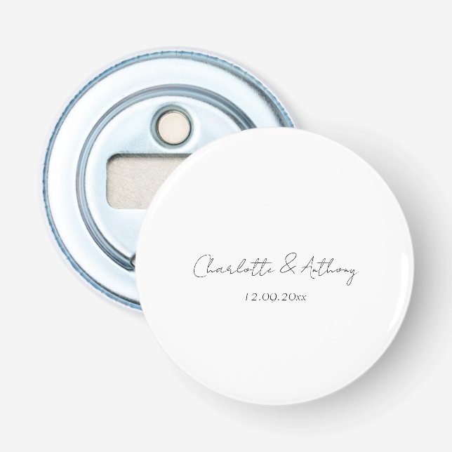 Wedding Elegant Calligraphy Creative Black White Bottle Opener (Front)