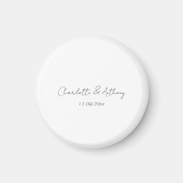 Wedding Elegant Calligraphy Creative Black White Magnet (Front)