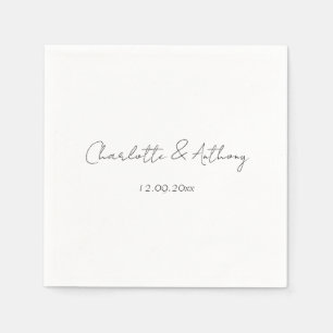 Wedding Elegant Calligraphy Creative Black White Napkin