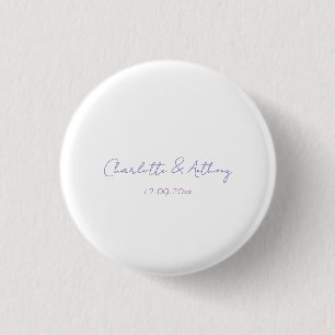 Wedding Elegant Calligraphy Creative Names & Date 1 Inch Round Button