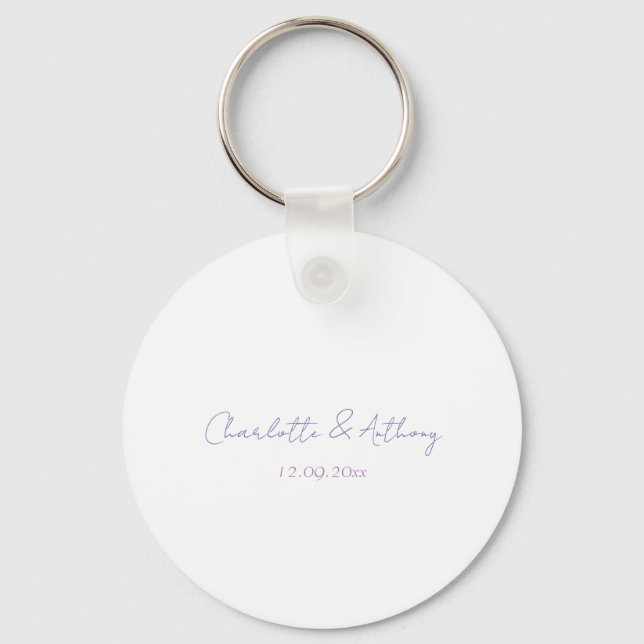 Wedding Elegant Calligraphy Creative Names & Date Keychain (Front)