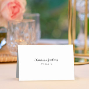 Wedding Elegant Calligraphy Grey White Place Cards