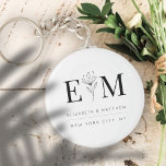 Wedding Elegant Chic Modern Monogram Foliage Keychain<br><div class="desc">Composed of simple straight lined frames with classic cursive script and serif typography. These elements are simple,  timeless,  and classic.. 

This is designed by White Paper Birch Co. exclusive for Zazzle.

Available here:
http://www.zazzle.com/store/whitepaperbirch</div>