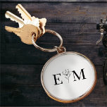 Wedding Elegant Chic Modern Monogram Foliage Keychain<br><div class="desc">Composed of simple straight lined frames with classic cursive script and serif typography. These elements are simple,  timeless,  and classic.. 

This is designed by White Paper Birch Co. exclusive for Zazzle.

Available here:
http://www.zazzle.com/store/whitepaperbirch</div>