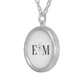 Wedding Elegant Chic Modern Monogram Foliage Silver Plated Necklace (Front Right)