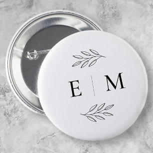 Wedding Elegant Chic Modern Simple Chic Monogram 2 Inch Round Button