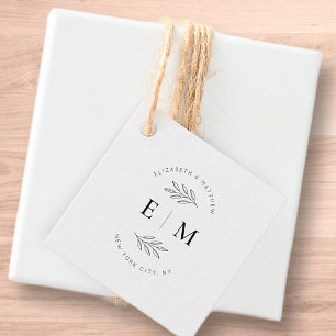 Wedding Elegant Chic Modern Simple Chic Monogram Favour Tags