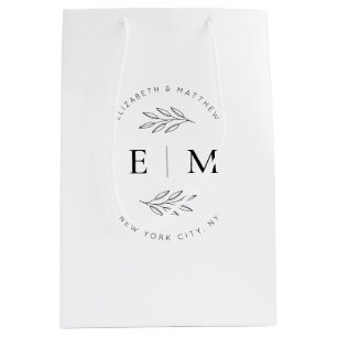 Wedding Elegant Chic Modern Simple Chic Monogram Medium Gift Bag