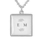 Wedding Elegant Chic Modern Simple Chic Monogram Sterling Silver Necklace (Front)